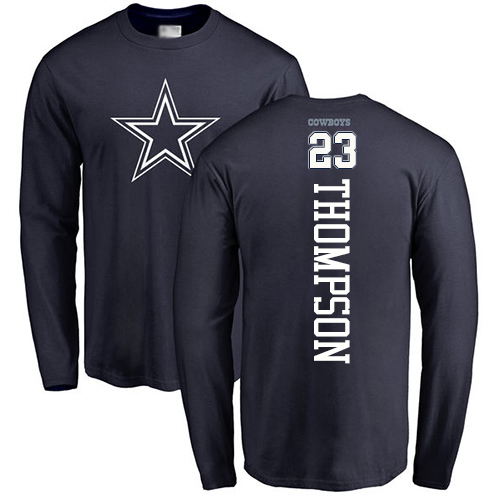 Men Dallas Cowboys Navy Blue Darian Thompson Backer #23 Long Sleeve Nike NFL T Shirt